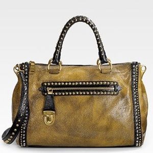 Prada crackle leather studded bag